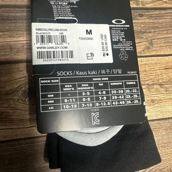 Oakley Ribbed Ellipse Long Socks NWT Size Medium (Black) *Unopened* Unisex - Picture 6 of 8